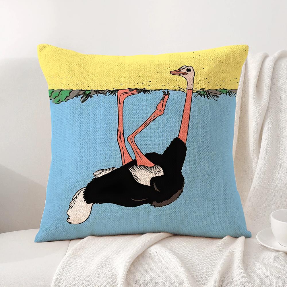 Abstract Animals Cushion Cover Summer Coolness Linen Fabric Double-Sided Printing Pillow Case Sofa Home Decor Gift