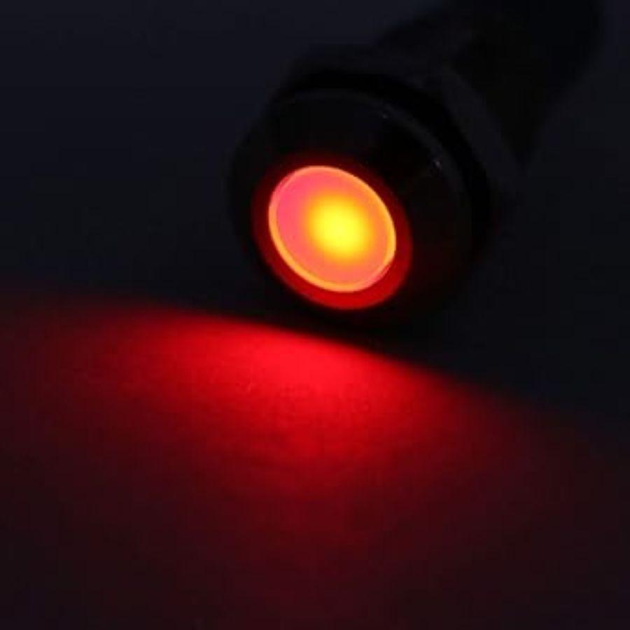Signal Indicator Lights AC/DC 12V-24V 8mm Panel Mount Red LED Waterproof Meta