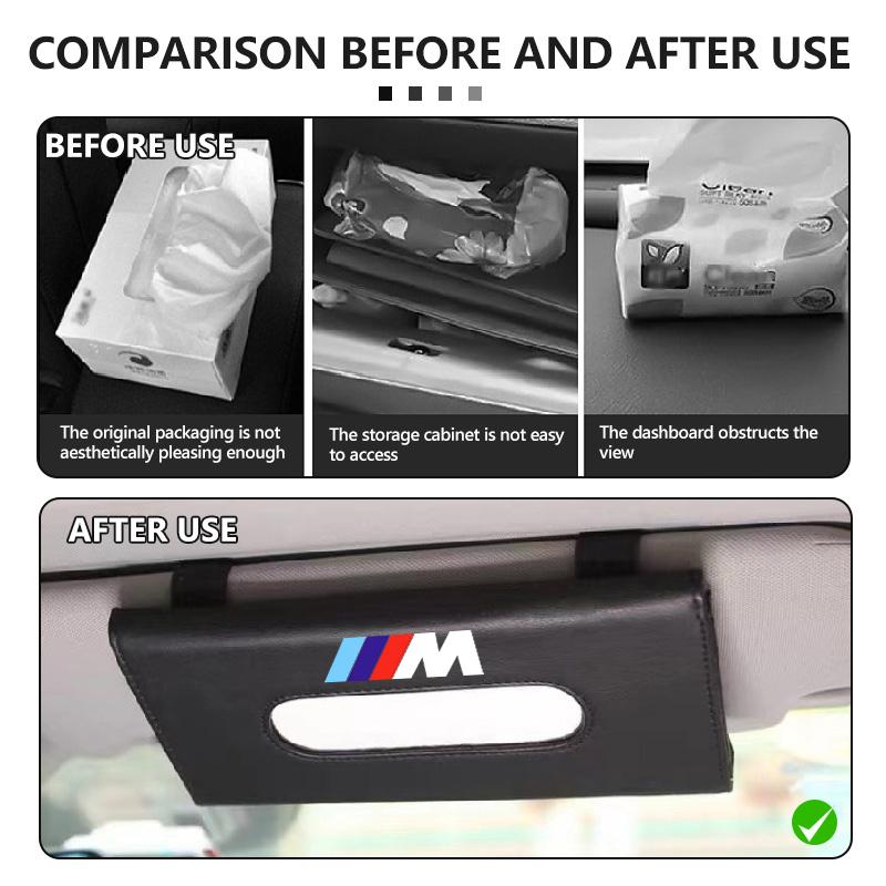SHEJ3 Car Tissue Box Sun Visor Type Block Hanging Napkin Holder Paper Rack For BMW 1 3 5 7 Series M F01 F20 F10 F13 E52 E53 E60 E93