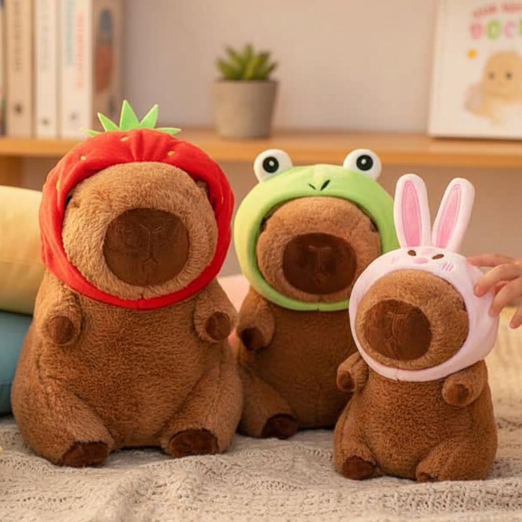 2325Cm Hat Kapibara Doll Plush Simulation Capibara Anime Fluffty Toy Cute Doll Stuffed Animals Soft Doll Plush Christmas Gifts