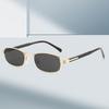 Retro metal narrow frame rectangular sunglasses men's and women's sunglasses trendy street shooting versatile high-end glasses