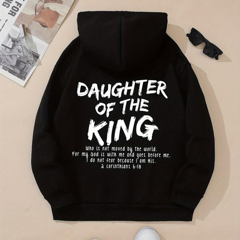 European-Size Letter Print Long Sleeve Hoodie with Pocket