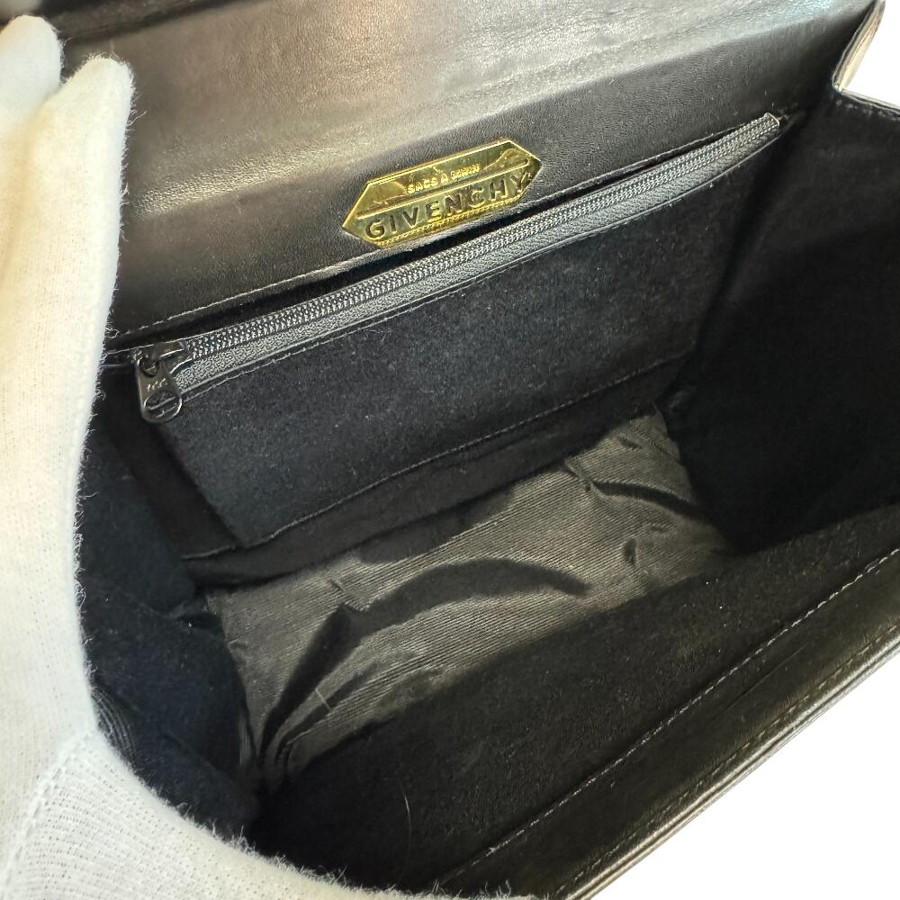 Givenchy Handbag with Logo Button and Top Handle Leather Handbag Black Leather Women Used