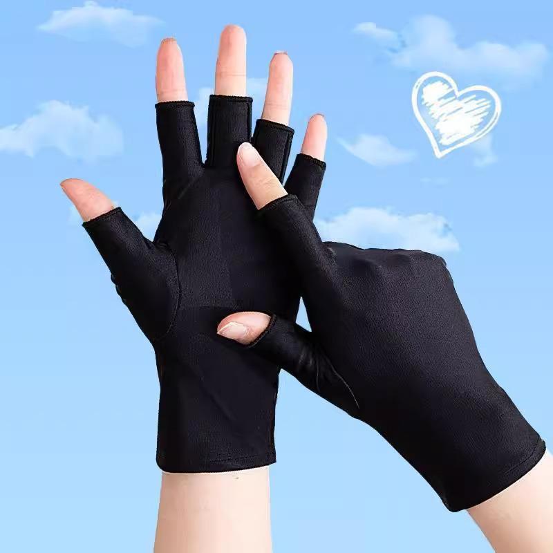 Damen Eisseide UV-Schutz Fingerlose Radhandschuhe - Atmungsaktiv, Rutschfest, Touchscreen-kompatibel für Frühling und Sommer.
