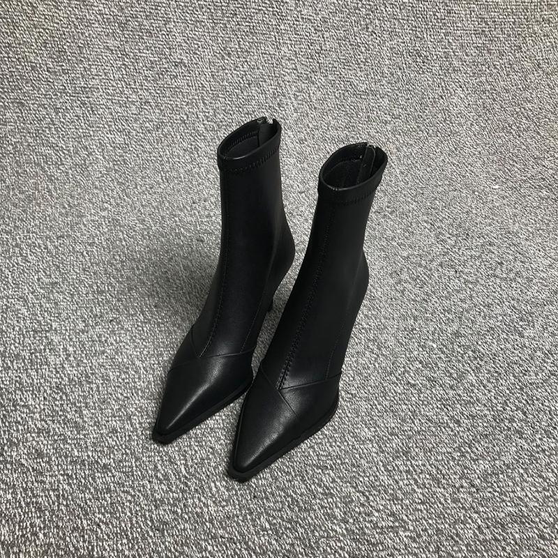 High Heel Pointed Toe Women Ankle Boots Ladies Elegant Elastic Slim Short Booties Autumn Winter Womem's Shoes