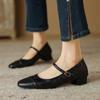New Medium-heeled Sheepskin Women's Shoes Low-top Soft Leather Round-head Single Shoes Women's Shallow Mouth Non-slip Beef Tendon Soft-soled S