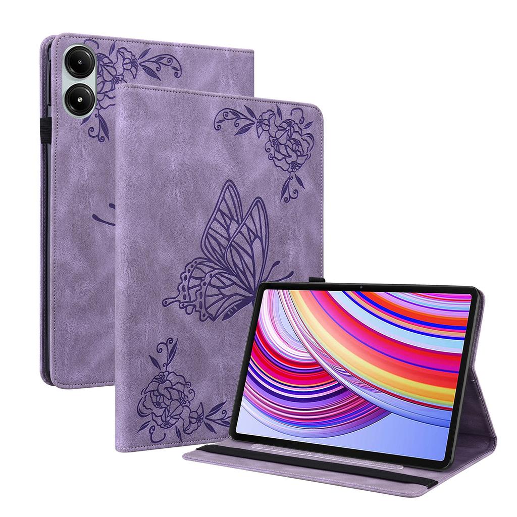 For Xiaomi Redmi Pad Pro/Redmi Pad Pro 5G/Poco Pad Protective Cover PU Leather Butterfly Flower Stand Tablet Case