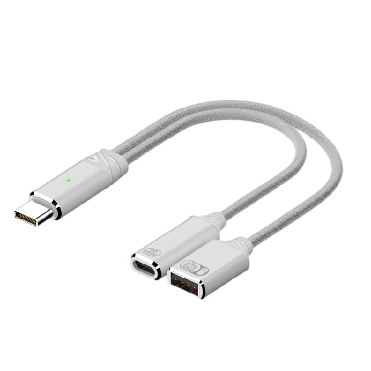USB C на USB Адаптер OTG Зарядный кабель 2 в 1 USB C Разветвитель 100 Вт Быстрая зарядка Type C OTG Кабель питания белый