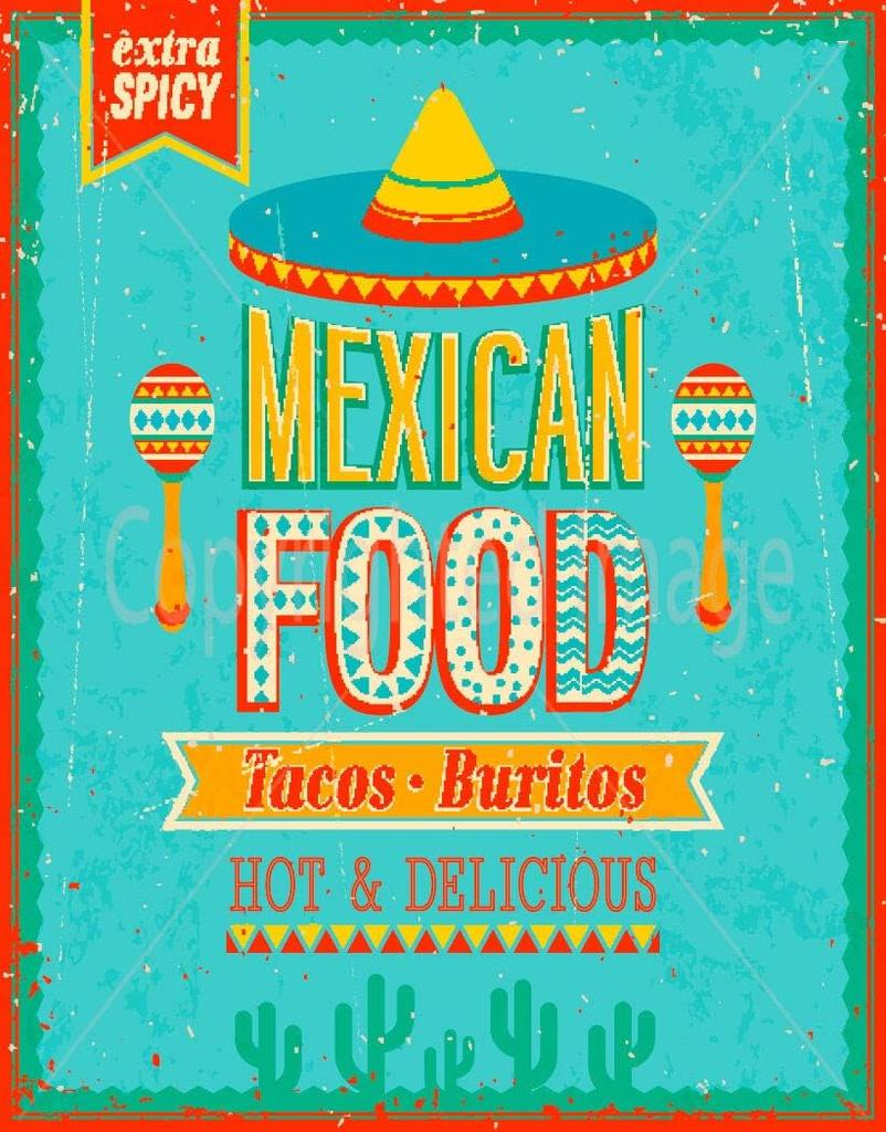 Mexican Food Large Metal Tin Sign Poster Vintage Style Wall Plaque Aluminum ESaluminum