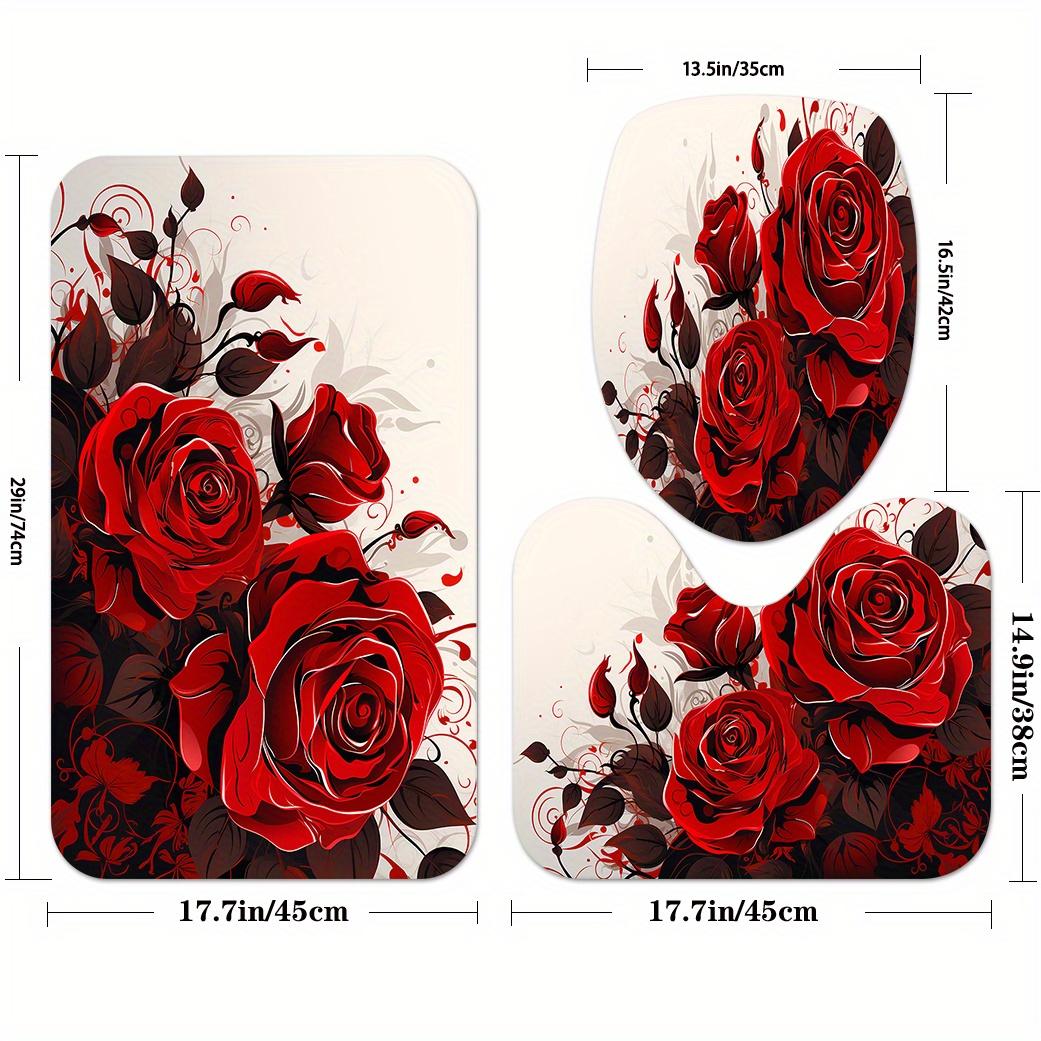 4 шт. роскошные наборы занавесок для душа с красной розой — фото 5