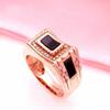 Rose Gold Plated Personalized Black Stone Ring Inlaid With Zircon Pure Russian Craftsmanship Versatile Ring Trend
