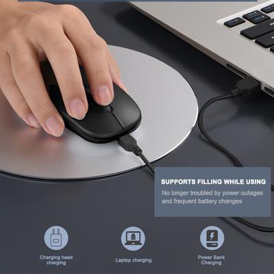2.4G Wireless Mouse Silent Computer Office Mouse 3-DPI (800-1200-1600DPI) Adjustable Rechargeable
