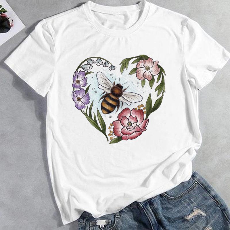 Lata 90. Akwarelowy Koń Miłość Ubrania Codzienna Letnia Moda Koszulka z Nadrukiem Kobiety Top Koszulka Krótki Rękaw Pani Kobieta Koszulka z Nadrukiem