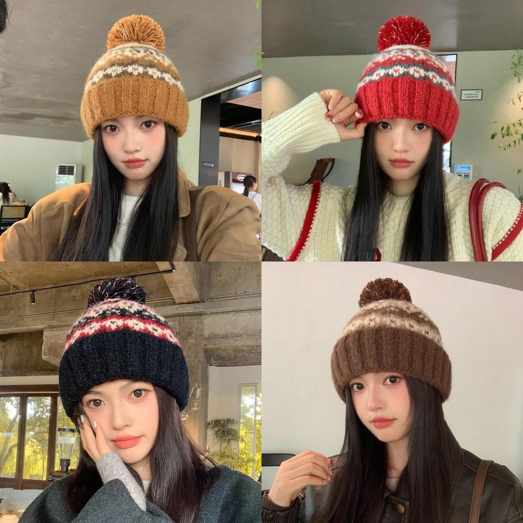 Women Knit Hat Acrylic Material Breathable Windproof Winter Fashionable Autumn