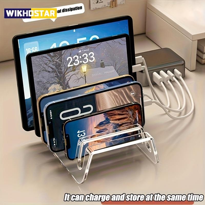 6/8 Cells Multi-device Tablet, Electronic Storage Box, Desktop Phone Charging Storage Rack, Stand, Acrylic, Easy To Organize