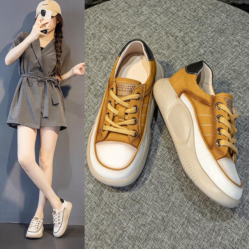 New Retro Shoes Women's Thick-soled Casual Single Shoes Lace-up Nurse Shoes