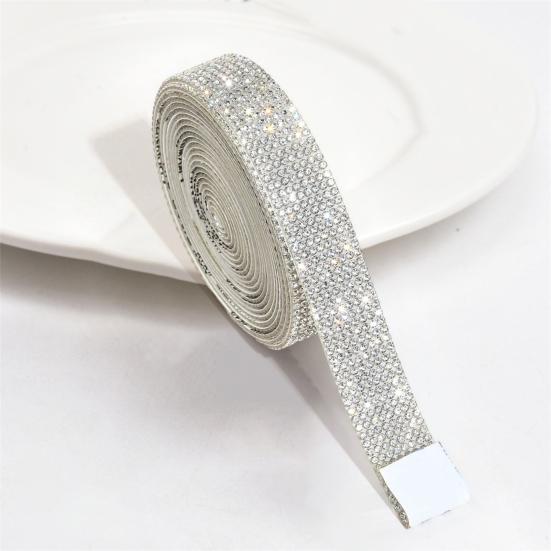 Self-adhesive Faux Crystal Tape Rhinestones Needlework Hot Fix Chain Sticker Ribbon DIY Crafts Gift Wrapping Package Party Decoration Supplies Ribbon