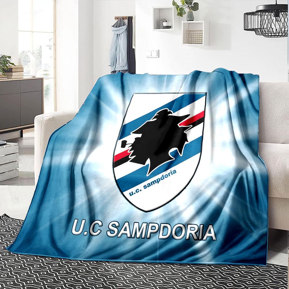 Sam-pdoria Team Crest Design Flannel Blanket, Soft Polyester, Modern Design, All-Season for Camping, Travel, Gifts for holidays or birthdays