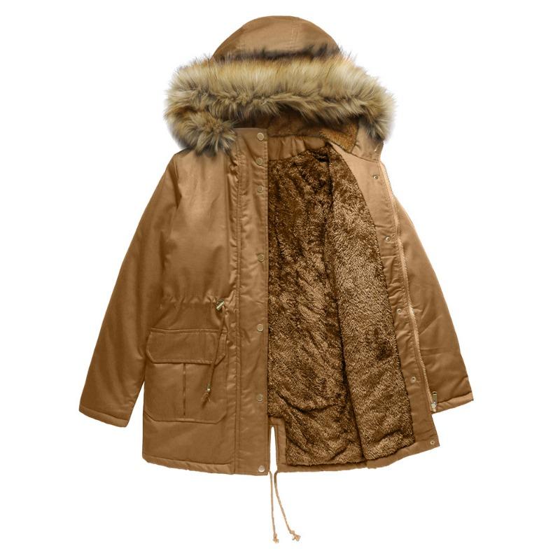 New European Size Fleece-lined Cotton-padded Coat Hooded Fur Collar Winter Warm Coat Plus Size Women's Cotton-padded Jacket