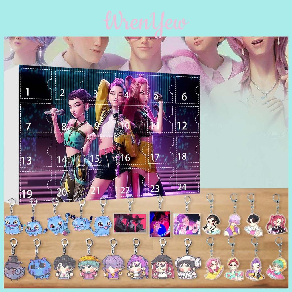 Kpop Girl Group Christmas Countdown Calendar Acrylic Bag Charm With 24 Pieces For Holiday Decor