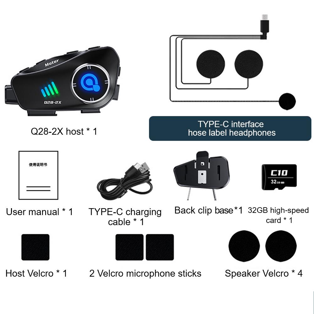 Music Player Speaker Call Phone Kit Intelligent Noise Reduction Motorcycle Helmet Intercom Helmet Headset Wireless Earphones