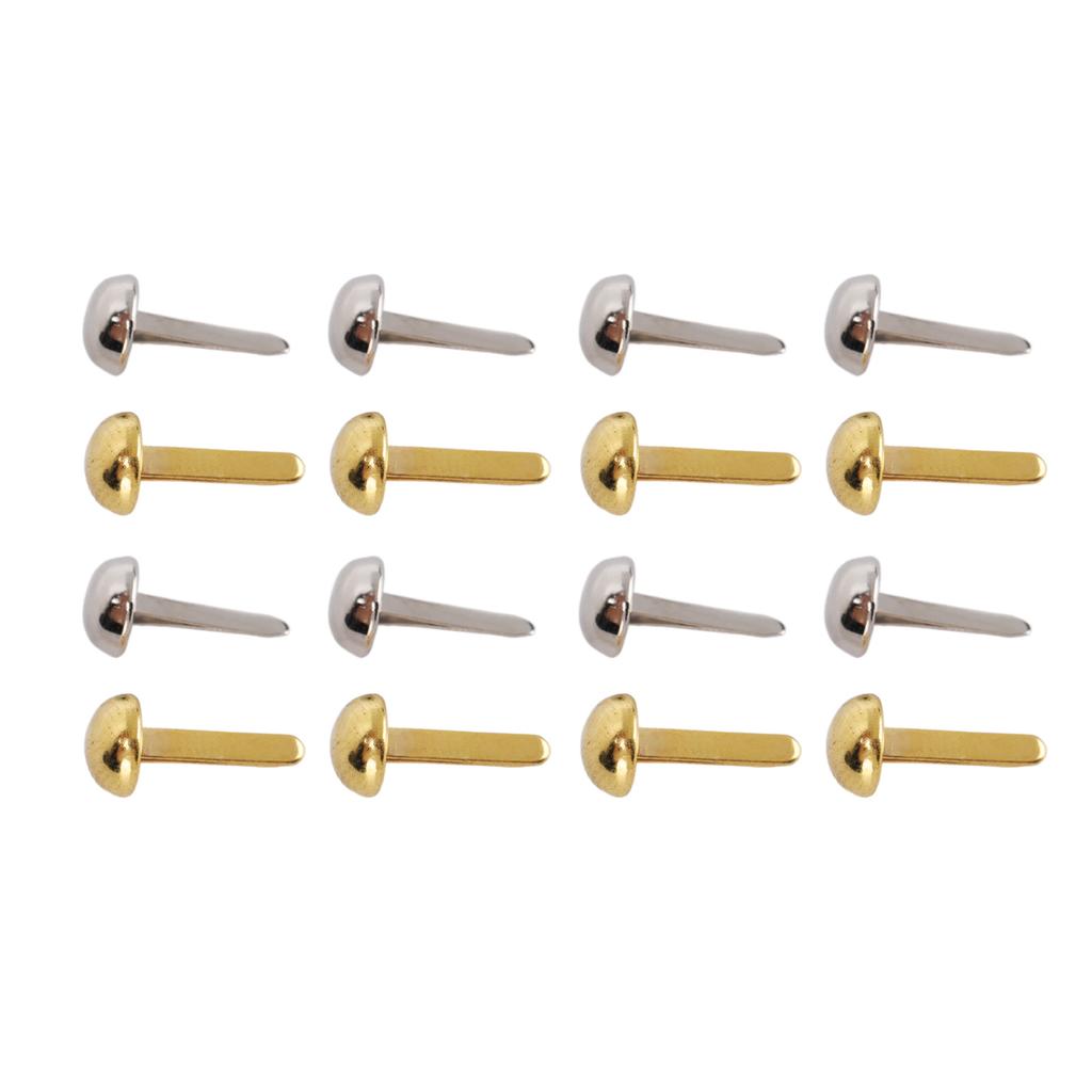 40 Pcs 6mm Mini Brads Gold Silver Electroplating Round Brass Metal Paper Fasteners Brads for DIY Craft Scrapbooking