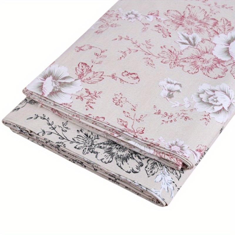 1 ks Bavlněná lněná směsová látka Květinový potisk Dekorativní látka pro DIY projekty a výrobu ubrusů Barva Pivoňkový květ
