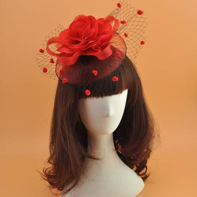 Women Felt Hat Veil Hollow Out Fishnet Flower Decor Dot Royal Hair Decoration Photograph Prop Bridal Wedding Lady Banquet