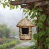 jijijing Grass Woven Bird House, Outdoor Rustic Birdhouse, Hanging Hummingbird Hut, Garden Roosting Pocket for Wrens Sparrows Finches Hummingbirds