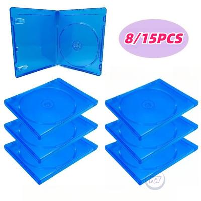 8/15 Stück Blaue Einzel-CD/DVD-Hülle 11 mm Staubdicht Beständig Disc-Aufbewahrungsboxen mit Steckplatz Schutzhüllen für Spiele Filme & Musik