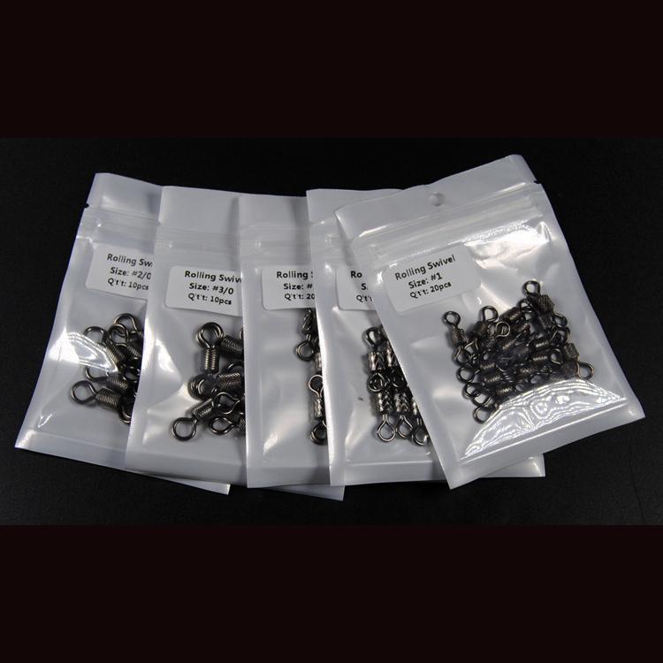 1 Pack Rolling Wirbel Kleinhandelspackung Schwarz Starkes Messing Salzwasserangeln Wirbel #1 #2 #1/0 2/0 3/0