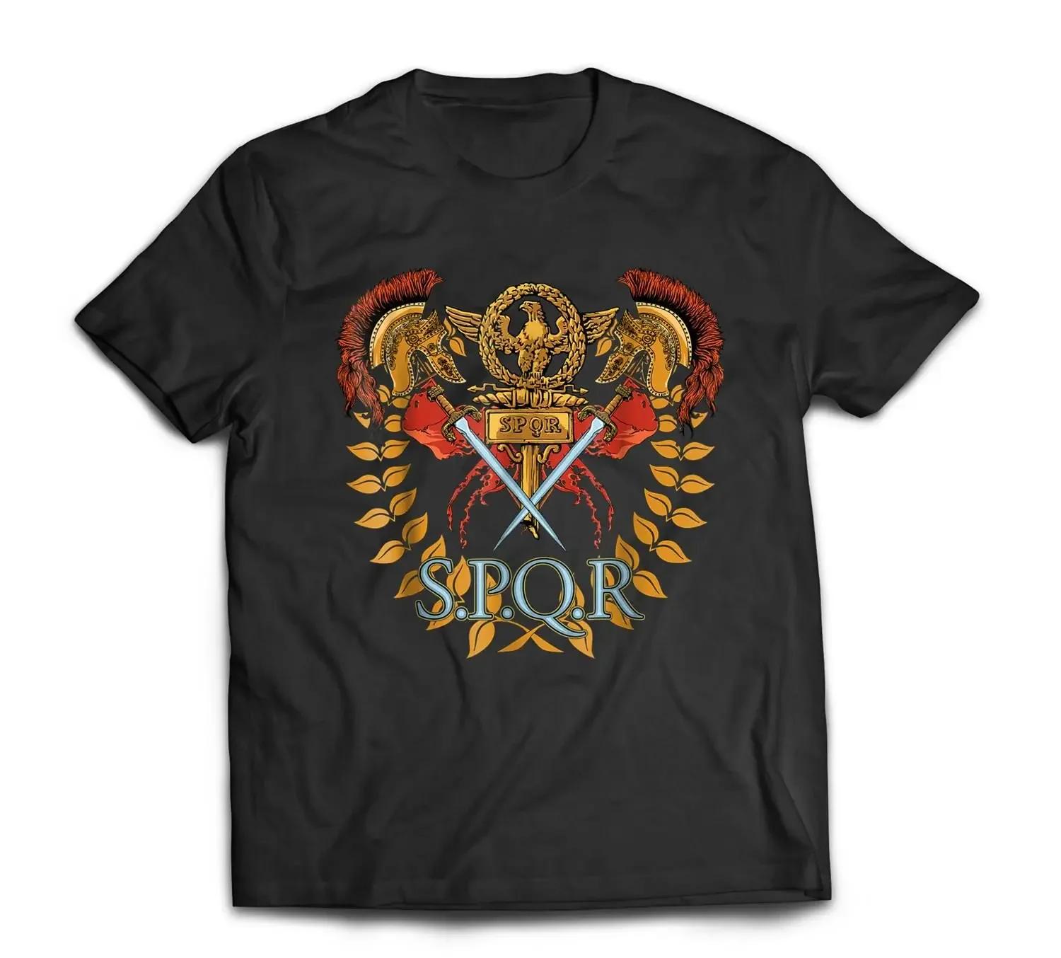 

Крутая футболка SPQR Римской Империи Легион Летняя хлопковая с коротким рукавом с круглым вырезом унисекс S