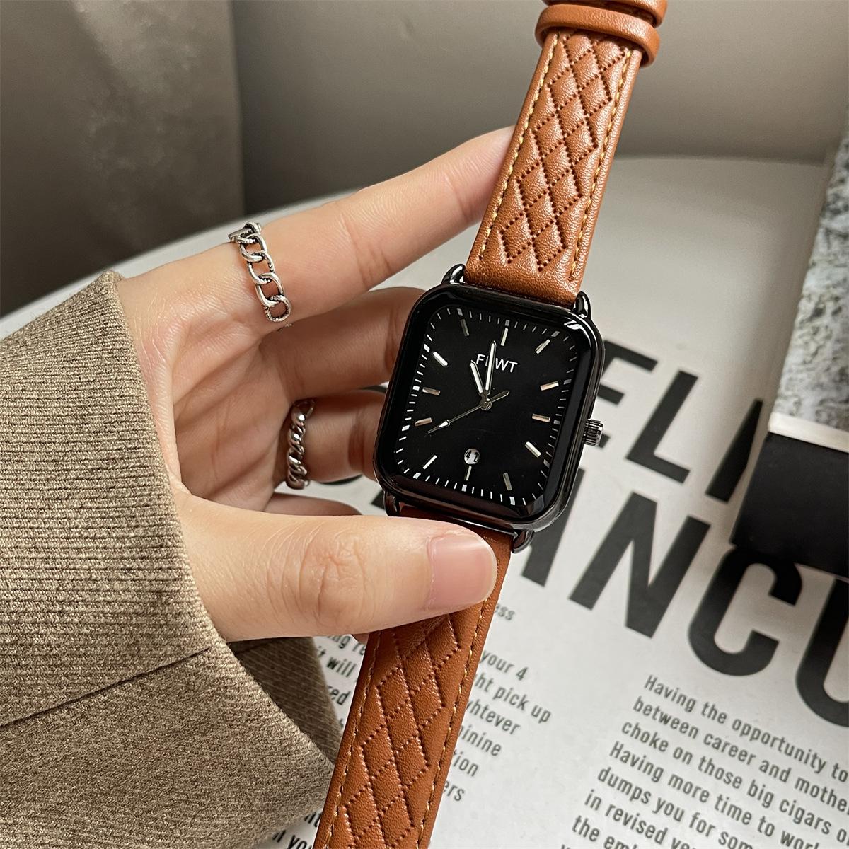 Square Quartz Watch With Calendar Watch Women S Niche Watch Supply