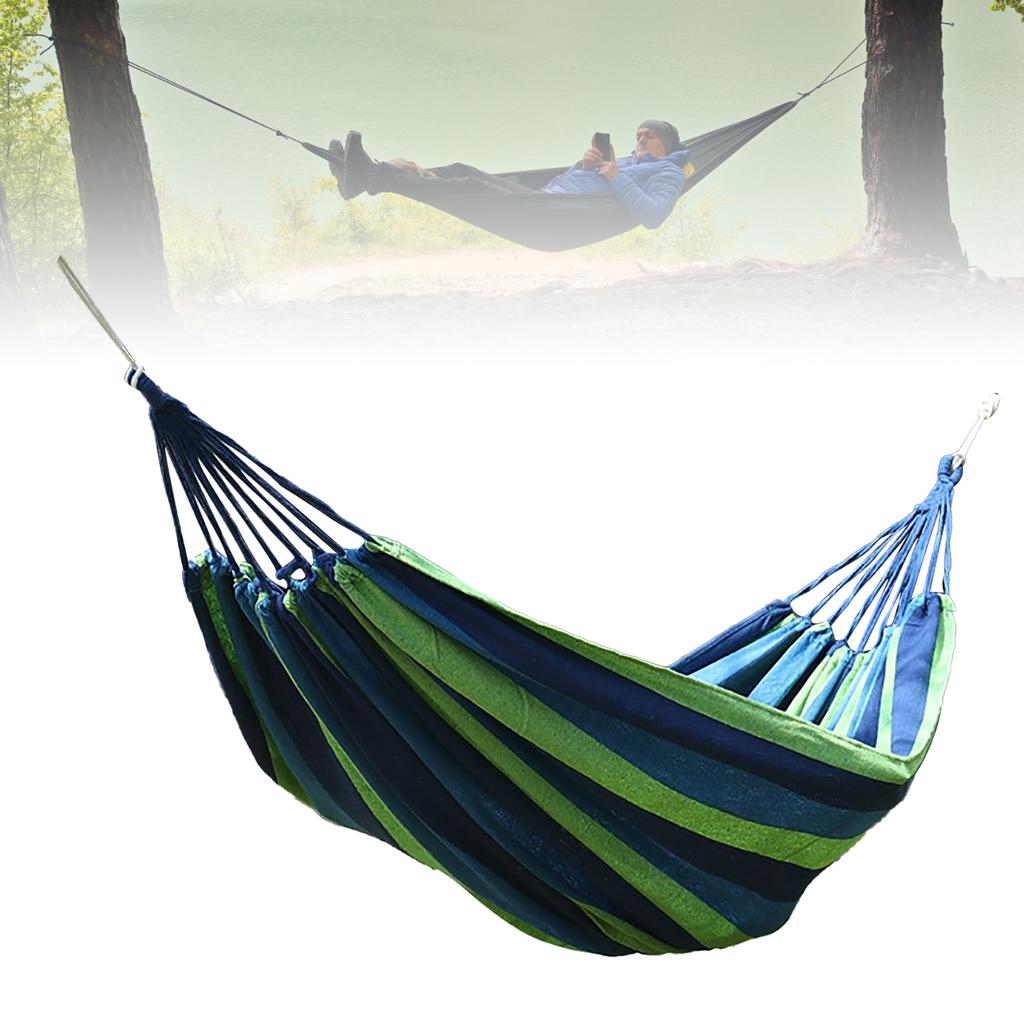 Outdoor Hammock Comfortable Polyester Cotton Up To 440.9lbs Anti Rollover Portable Hammock for