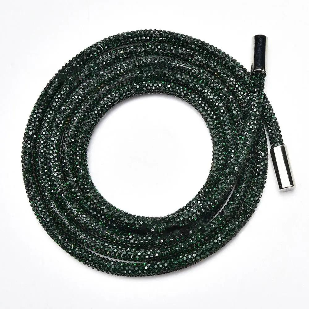 Diy Rhinestone Drawstring For Hoodie Trouser Sweatpant Rope Crystal Shiny Round Cord Replacement String Rubber Hose Diamond Trim