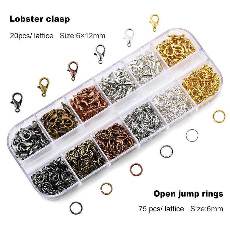 Jewelry Findings Set open jump rings Loose spacer beads Earring hooks Rubber Earring Backs for Jewelry Making DIY handicraft