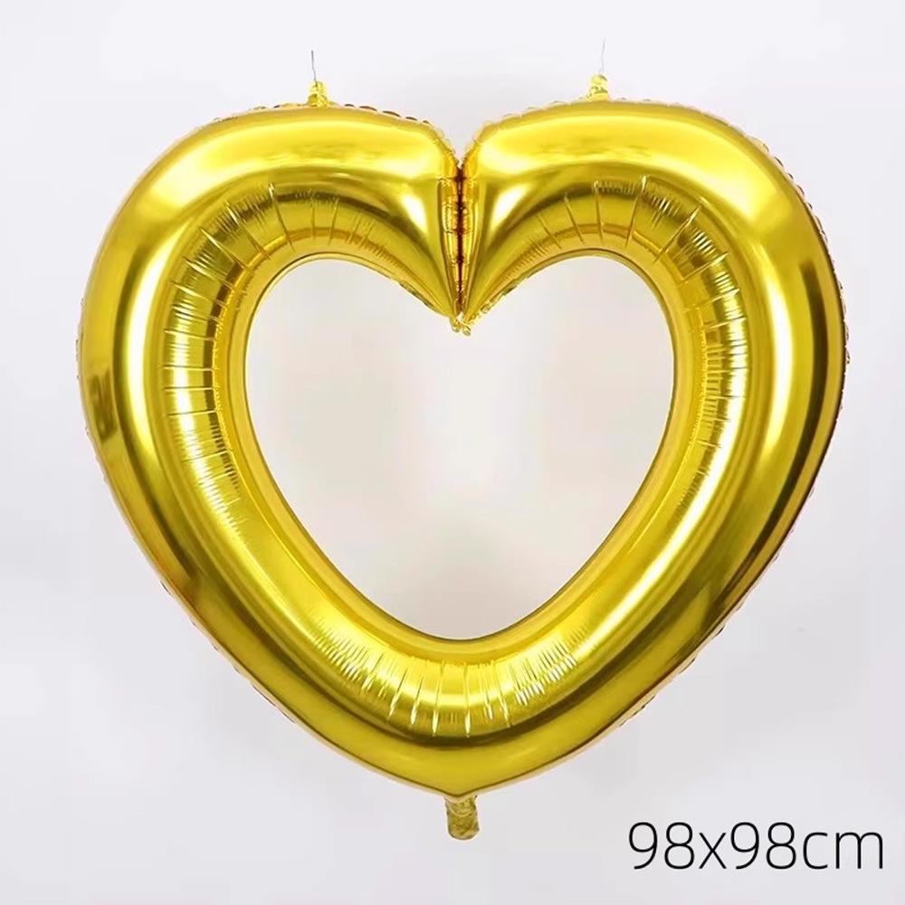 Love Balloon Decoration Hollow Out Big Love Photo Frame Aluminum Film Balloon Photo Props Boys And Girls Party Scene Arrangement