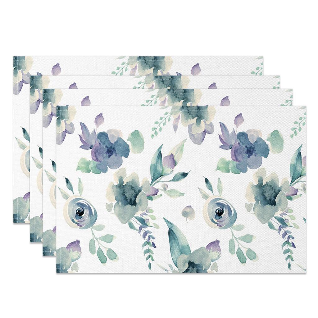 Modern Minimalist Table Mats Fresh Leaf Branch Pattern Placemats Natural Style Waterproof HeatResistant for Dining Kitchen Decor