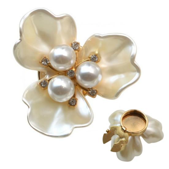 Spinki do mankietów Kamienie stras Imitacja pereł Kształt kwiatka z pręcikami Pokrowce na guziki Montaż na klips Błyszczące ozdobne klipsy do guzików DIY Ubrania