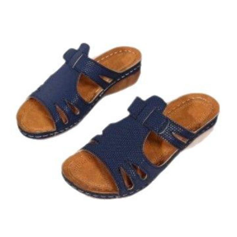 Summer New Thick-soled Wedge Slippers Women's Shoes Large-size Hollow Fish Mouth Wedge Heel Thick-soled Slippers