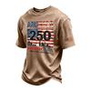 Men's Vintage Washed Short Sleeve Crew Neck T Shirt with 250th Independence Day Graphic Print and Sleeve Flag Patch Casual Tee
