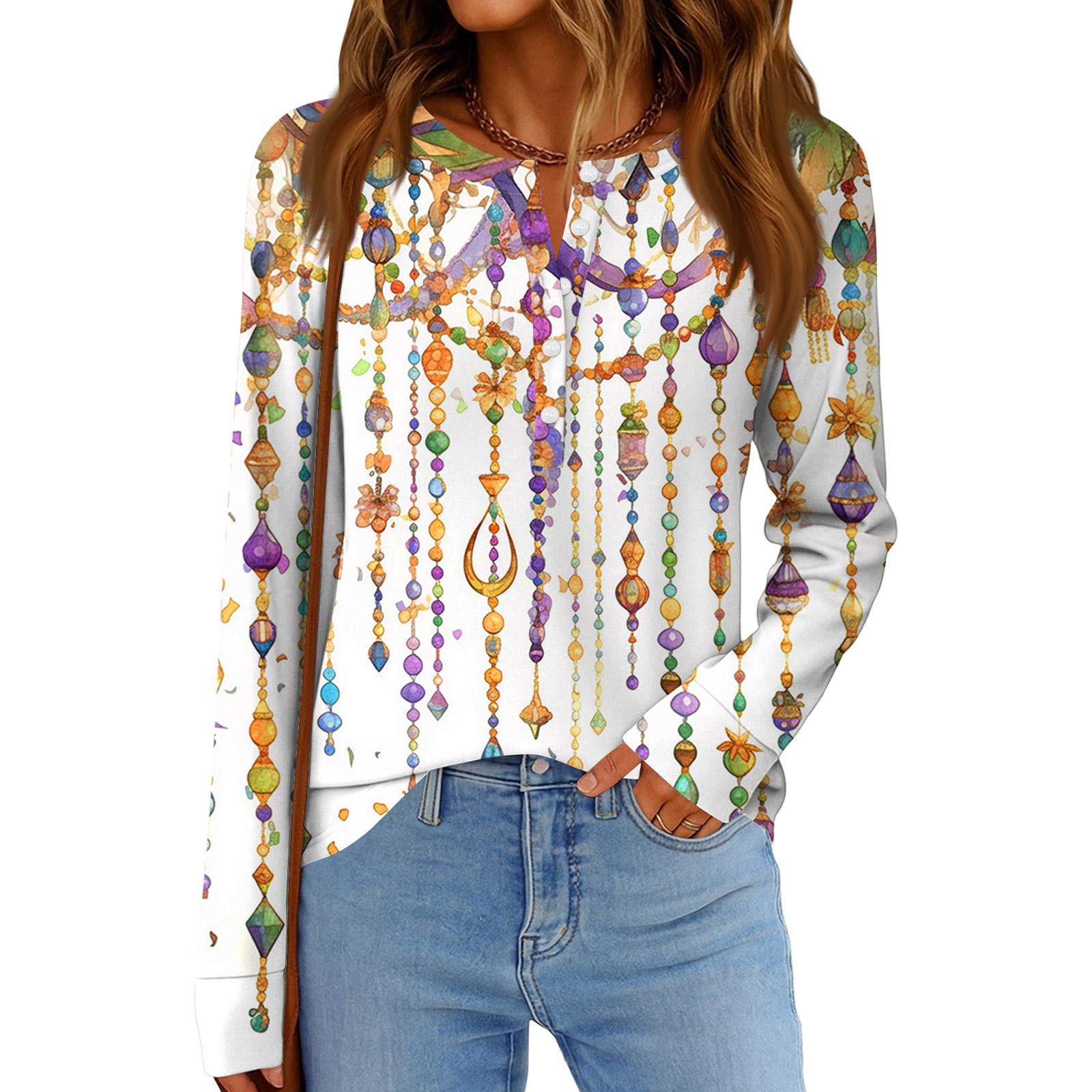 

Женская модная свободная повседневная блузка с длинным рукавом и карнавальным принтом XXXL белый