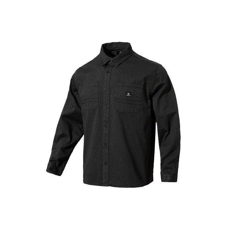 Converse Twill Long Sleeve Button Down Asia Sizing Black Men s 10022012-A02 L