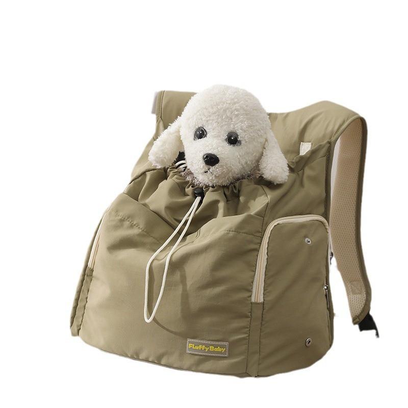 Portable Pet Carrier Backpack Cats Small Dogs Up To 3kg - Breathable Nylon Chest Harness Bag Olive Green / Beige Navy