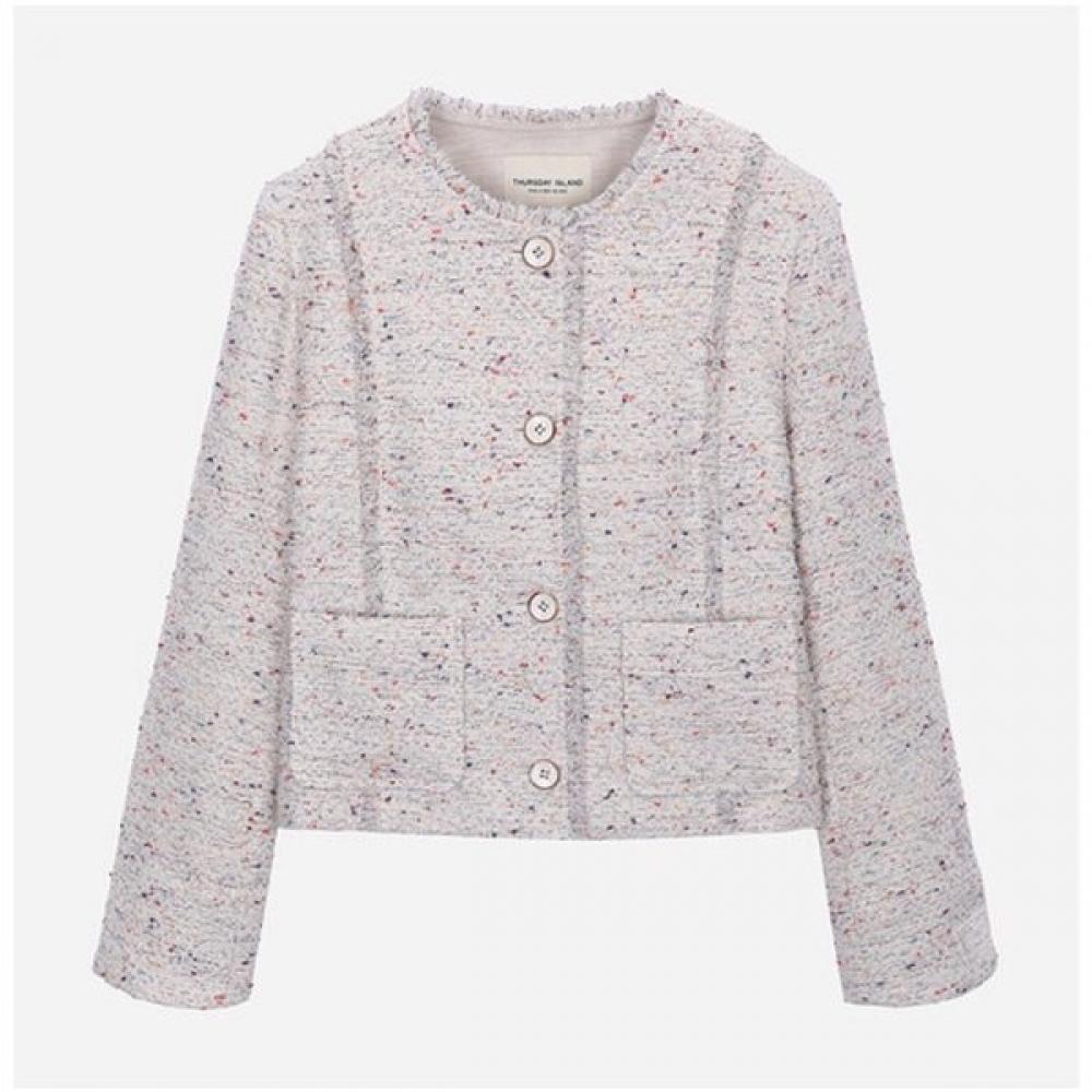 

Thursday Island Nepsa Round Neck Tweed Jacket T262mjk135w ivory (IV)/S