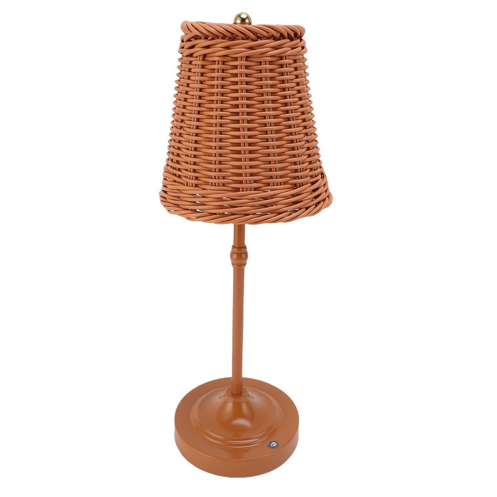 Cordless LED Rattan Table Lamp Rechargeable Dimmable Bedside Lamp Eye Friendly Lighting for Indoor Outdoor Home Patio
