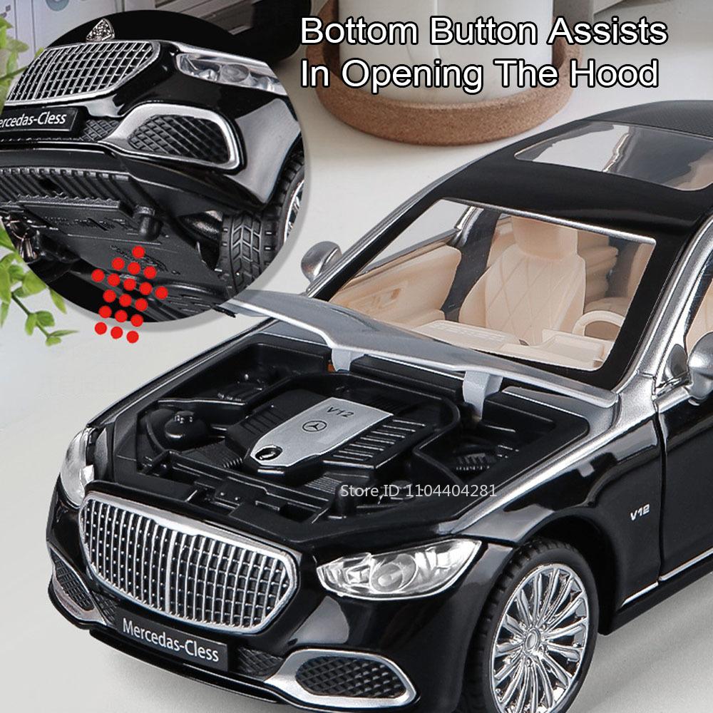 1:24 Maybach S680 Gle350 Car Toys Diecast Alloy Model Sound Light Pull Back Doors Opened Front Wheel Steering Vehices Kids Gift