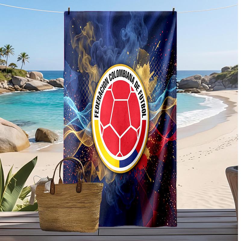 Colombia Football Print Beach Towel Quick Dry Super Absorbent Soft Bath Towel for Swimming Beach Travel Fan Souvenir Gift