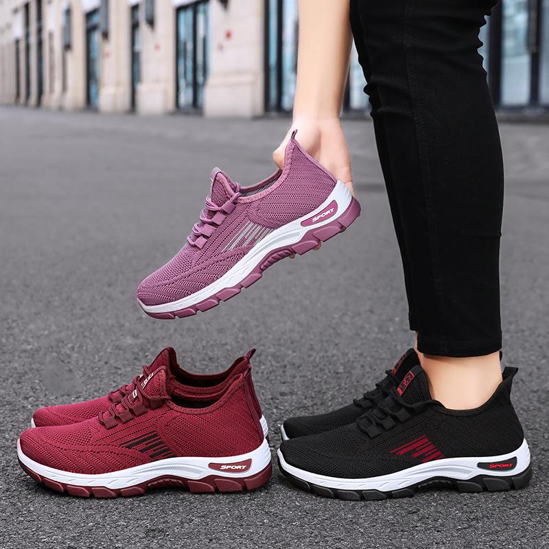 Shoes Women's Sports Shoes 2025 Versatile Women's Single Shoes Soft Soles Comfortable and Not Tired Feet Running Shoes Breathable Fly-woven Shoes