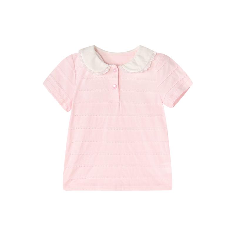 Deesha Girls  Wavy Stripe Peter Pan Collar T-shirt 110